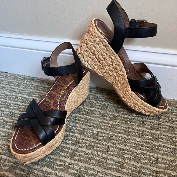 Sam Edelman Womens Black Espadrilles Wedges Sz 8 - Picture 2 of 11